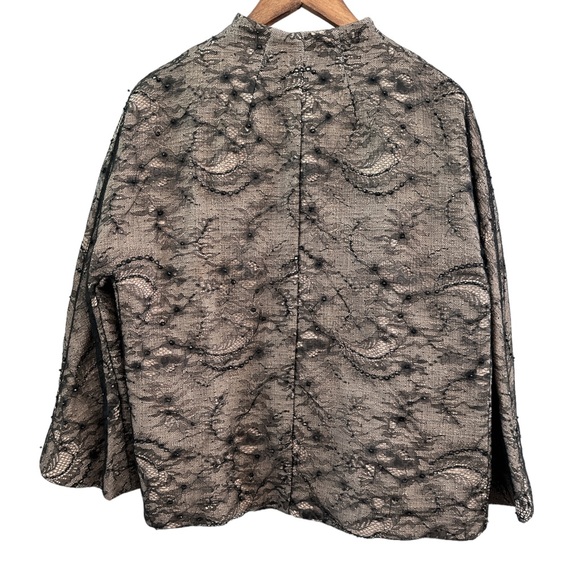 Chico’s Black Lace-Embellished Jacket 3/4 sleeves Chicos size 3 Women’s XL - Picture 4 of 8